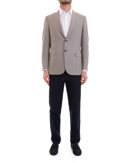 Brioni Brown Houndstooth Unstructured Blazer for men