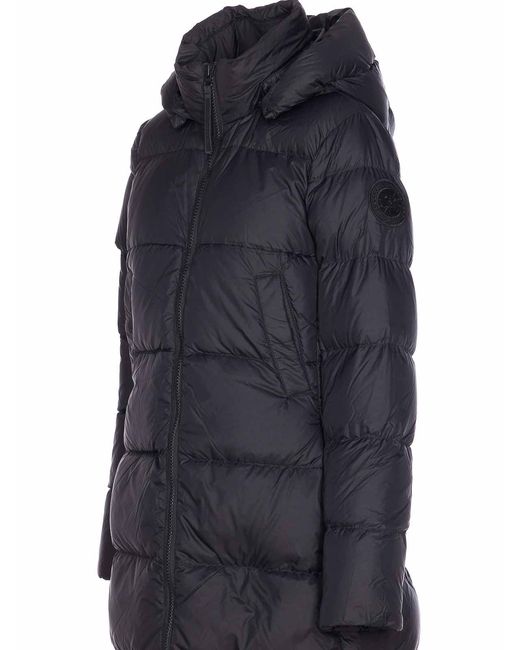 Canada Goose Blue Long Padded Quilted Jacket Removable Hood