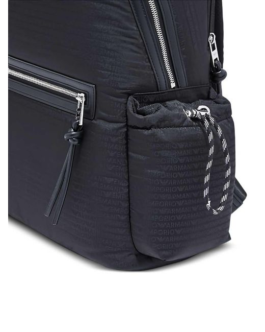 Emporio Armani Blue Nylon Backpack for men