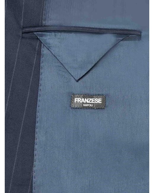 Franzese Collection Blue Double-Breasted Berlusconi-Style Suit for men