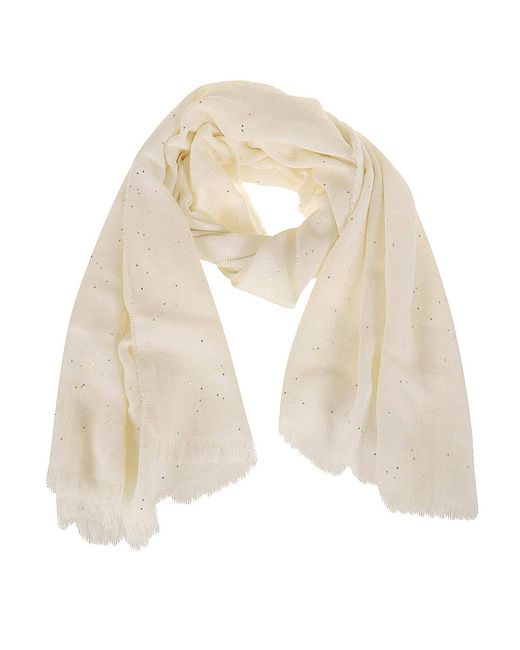 Peserico Natural Cotton Twill Stole With Sequins