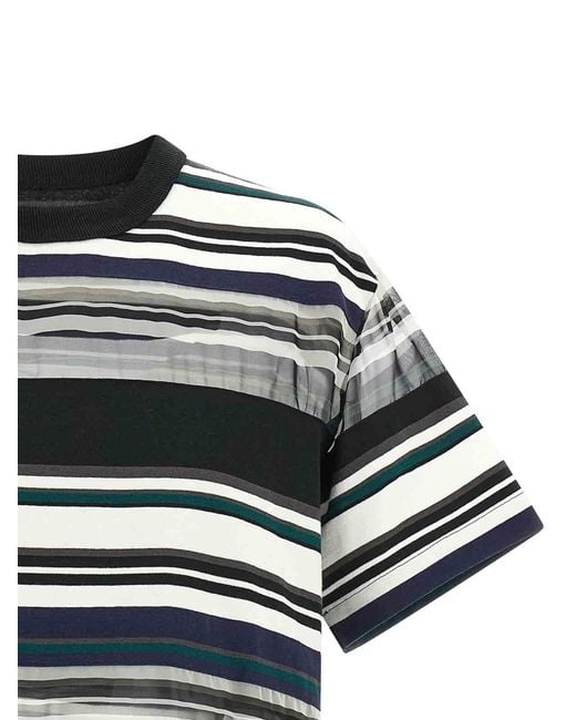 Sacai Black Organza Insert T-Shirt