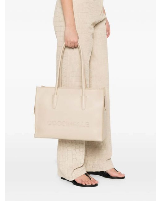 Coccinelle Natural Handbag Grained Sandshell Sandshell