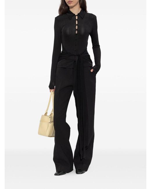 Ganni Black Marl Draped Shirt