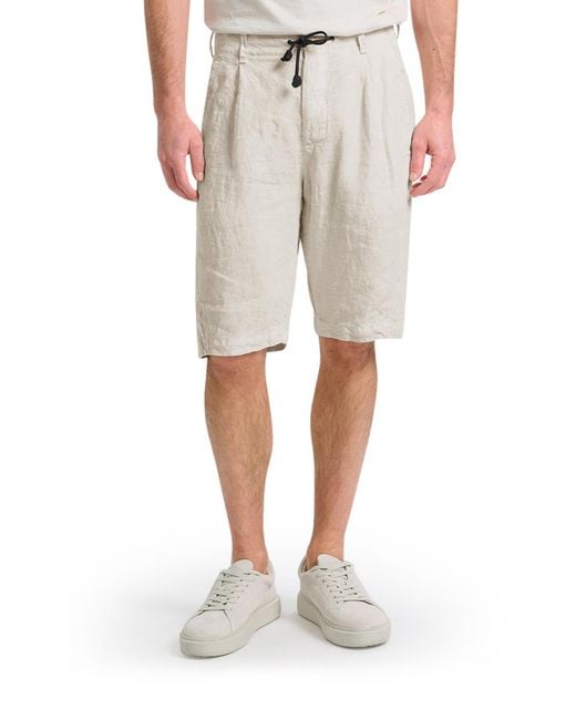 Transit White Linen Bermuda Shorts With Drawstring for men