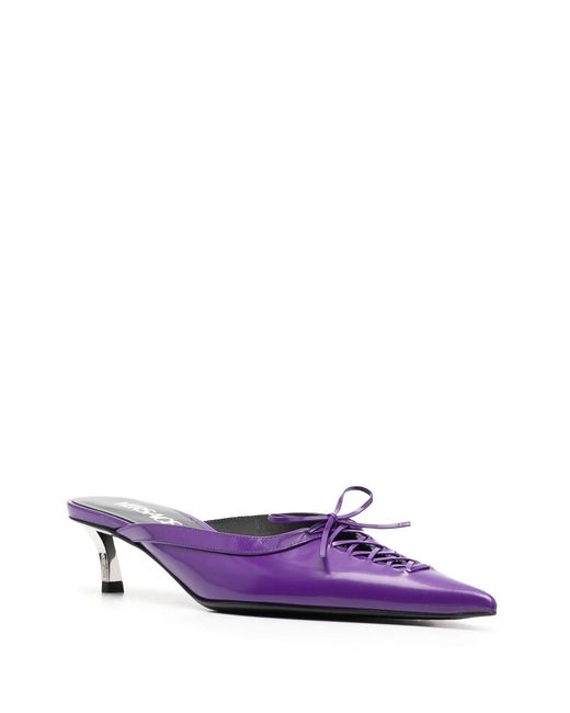 Versace Purple Pin Point Mules With Kitten Heel 50Mm