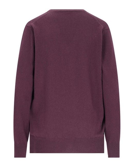 Canessa Purple Ribbed Cashmere V-Neck Sweater