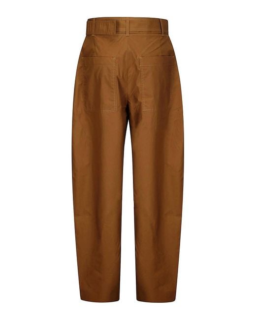 Studio Nicholson Brown High -Waisted Oversize Cotton Trousers