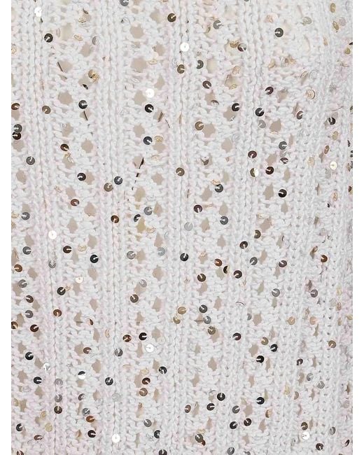 Peserico White Cotton Ribbon Tricot Top
