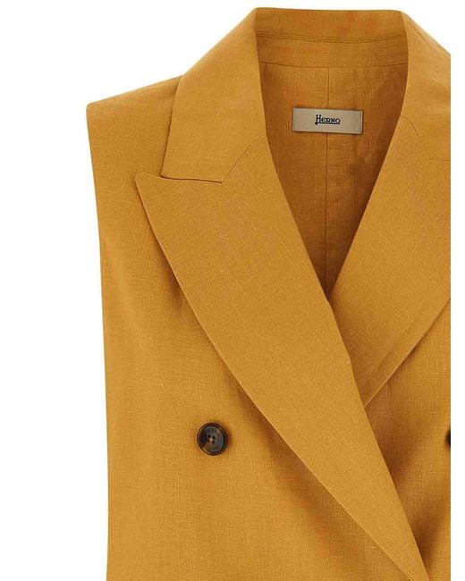 Herno Yellow Linen Vest