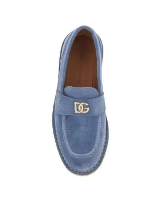 Dolce & Gabbana Blue Leather Slippers