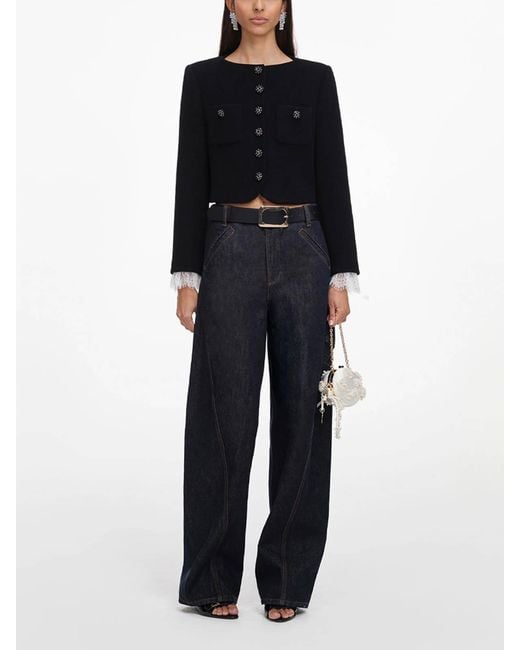 Self-Portrait Black Button Down Jacket
