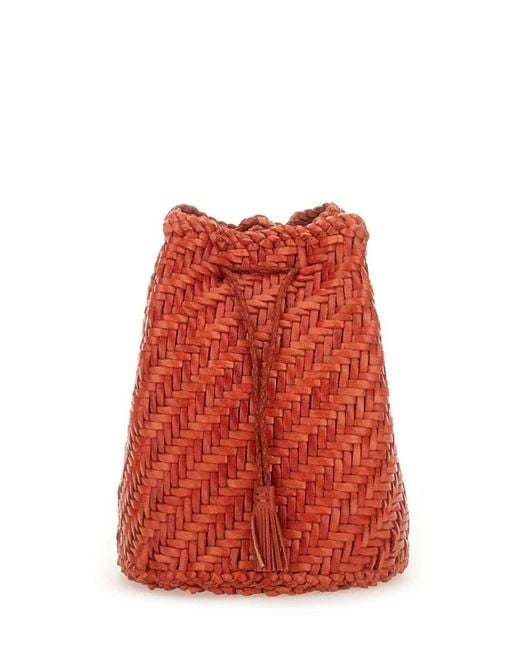 Dragon Diffusion Red Pompom Double Jump Tan Bag