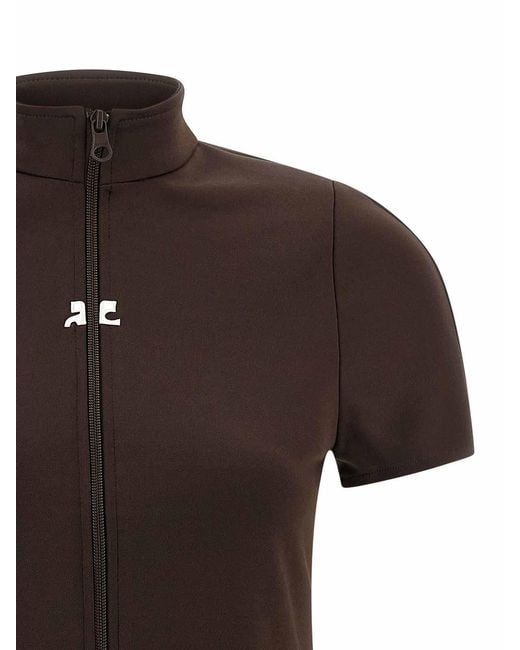 Courreges Brown Interlock Tracksuit Mini Dress