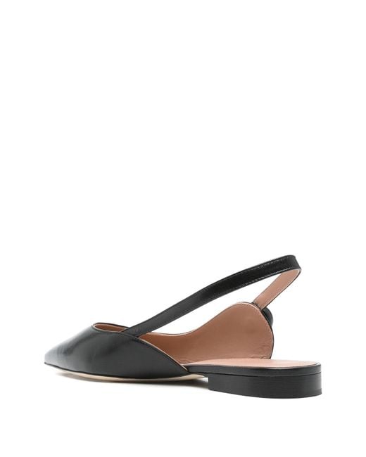 Malone Souliers Black Palmer 10 Flat Sling Back