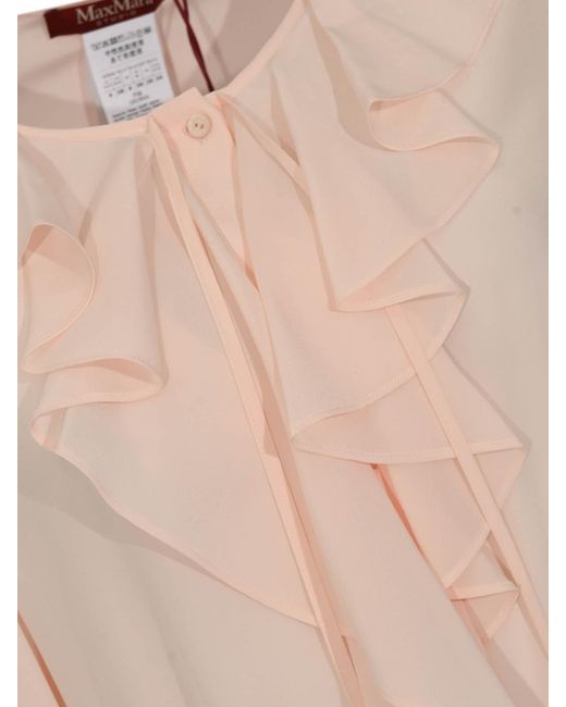 Max Mara Pink Mstepica Silk Blouse With Ruffles