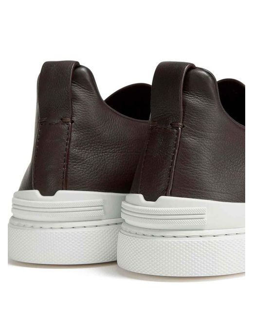 Zegna Brown Triple Stitch Low-top Sneakers for men