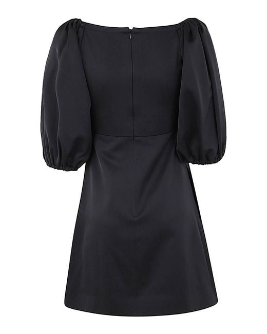 Patou Black Volume Sleeves Drawstring Dress