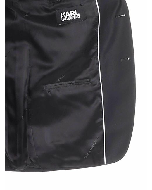 Karl Lagerfeld Black Wool Two Button Suit for men