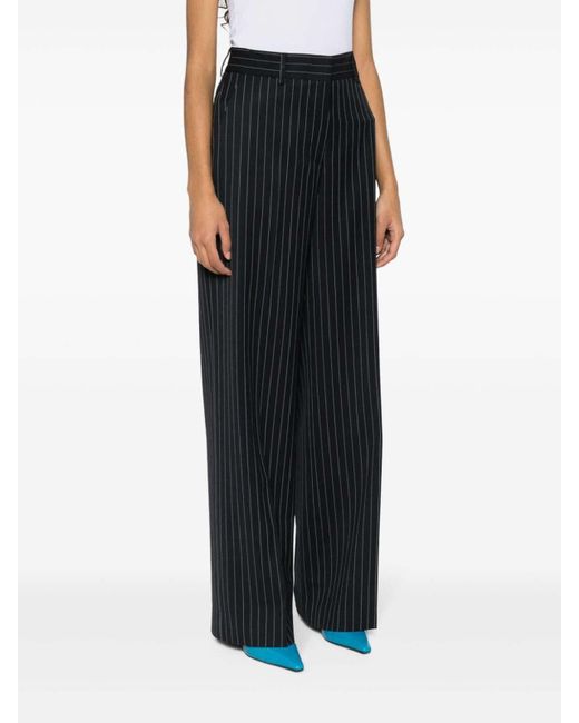 MSGM Black Pinstripe Pattern Trousers