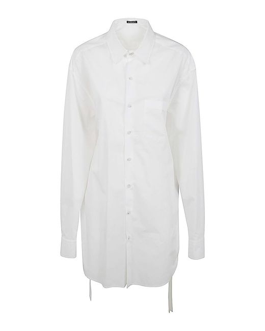 Ann Demeulemeester White Dete Fluid Belting Long Shirt