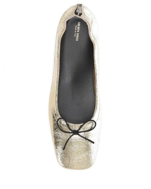 Golden Goose Deluxe Brand Natural Amy With Zip Laminated Wrinkled Leather Upper