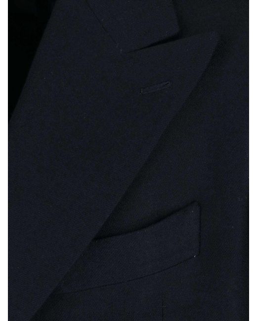 Cesare Attolini Blue Double-Breasted Coat for men