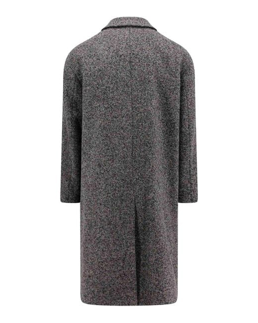 Hevò Gray Virgin Wool Blend Coat With Melange Effect for men