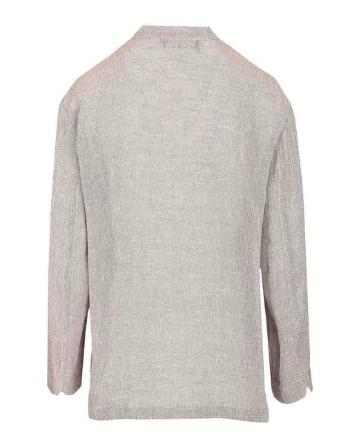 Emporio Armani Gray Linen Gauze Shirt Jacket