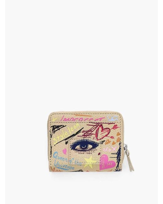 Marc Jacobs White The Mini Compact Wallet Punk Scribble