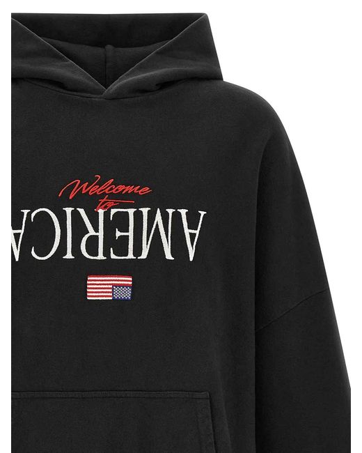 Willy Chavarria Black Welcome To America-Hooligan Hoodie for men