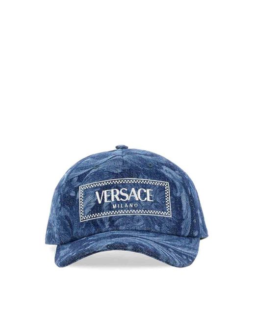 Versace Blue Baseball Hat With Logo