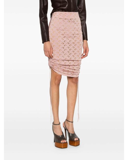 MARINE SERRE Pink Moon Devore Skirt