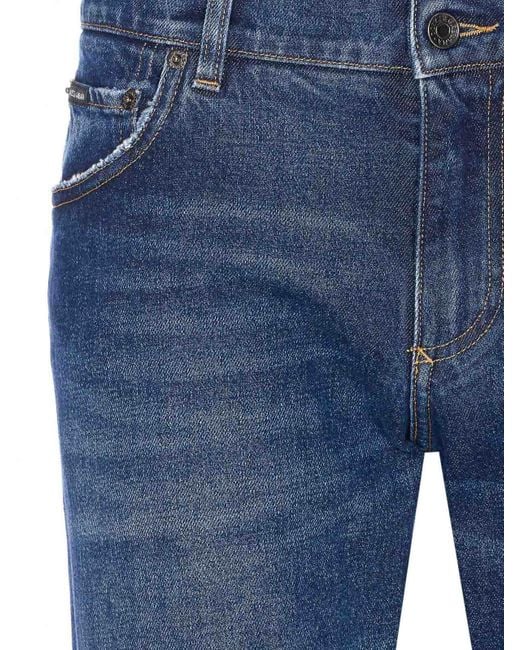 Dolce & Gabbana Blue Plaque Logo Jeans for men