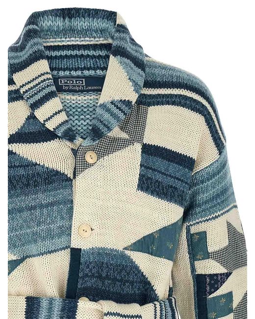 Polo Ralph Lauren Blue Patchwork Cardigan for men