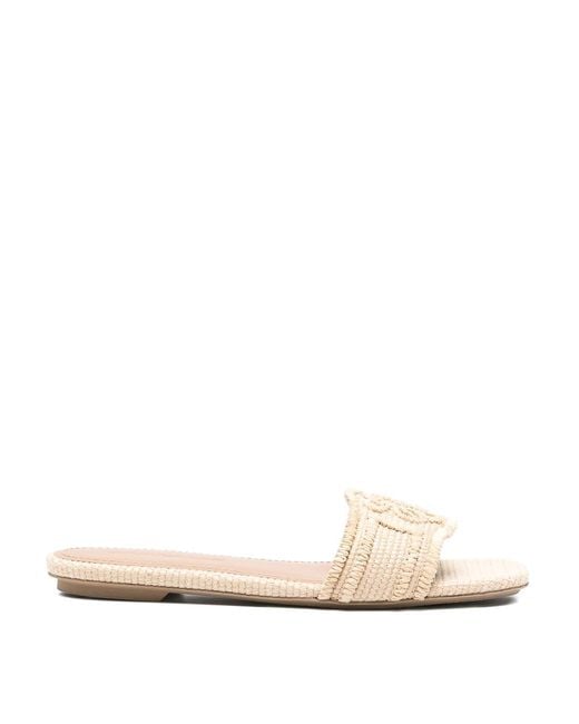 Emporio Armani Natural Rafia Flat Sandals