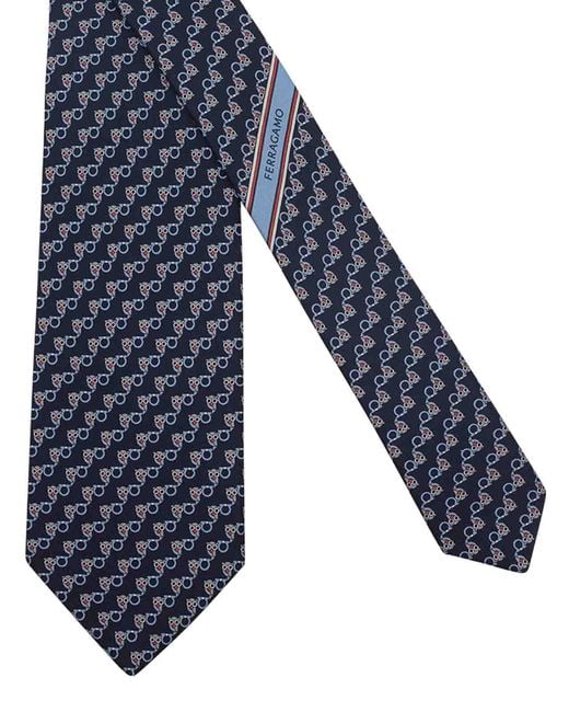 Ferragamo Blue Owl Print Silk Tie for men