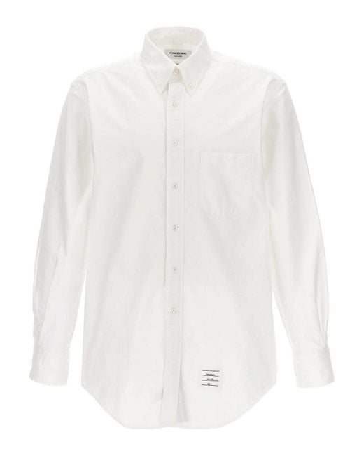 Thom Browne White Solid Poplin Shirt for men