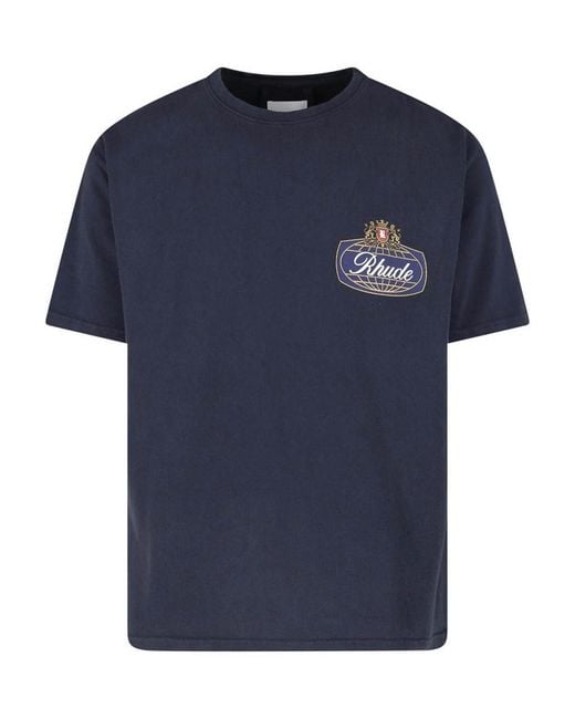 Rhude Blue Safari Crest T-Shirt for men