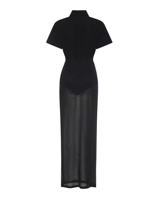 Alaïa Black Wool Blend Polo Dress