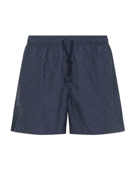 Canali Blue Polyester Swim Shorts for men
