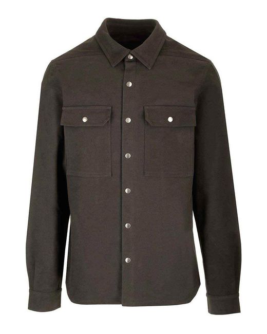 Rick Owens Black Wool Shirt Jacket for men