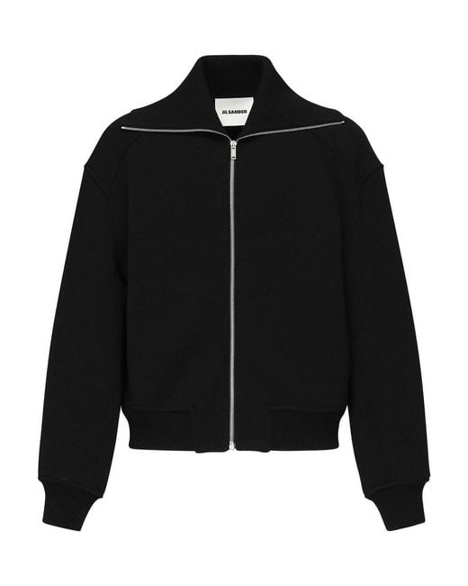Jil Sander Black Wool Bomber Jacket for men