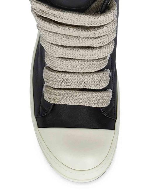 Rick Owens Black Jumbolace Leather Sneakers