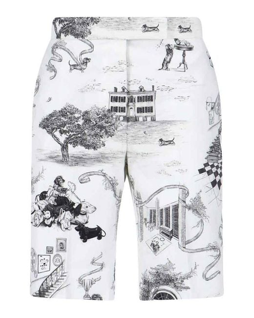 Thom Browne Gray Hector Toile Shorts