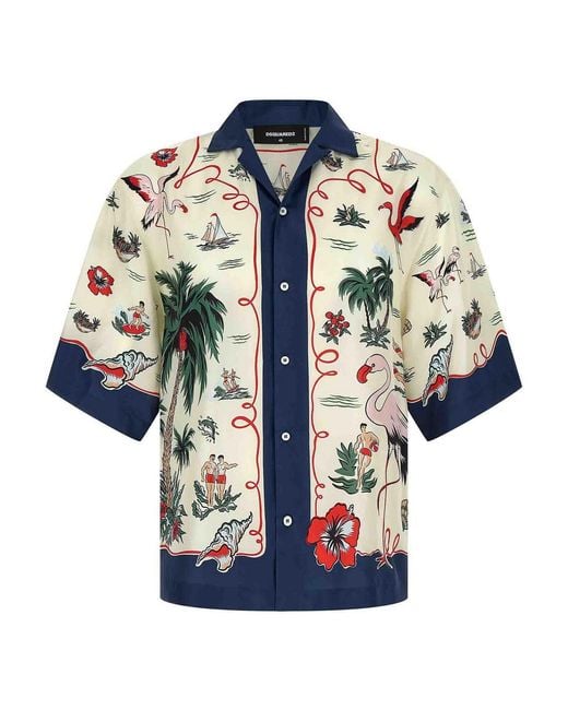 DSquared² Blue Printed Shirt for men