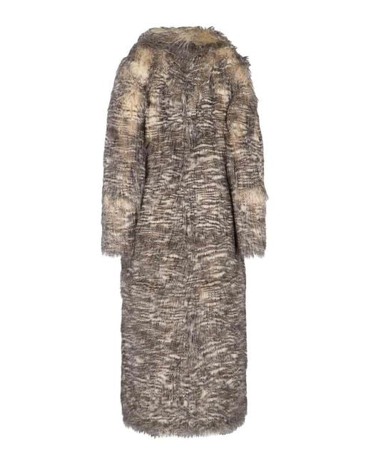 Entire studios Natural Single-Breasted Faux Fur Coat