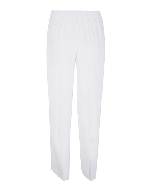 Rossopuro White Long Silk Trousers
