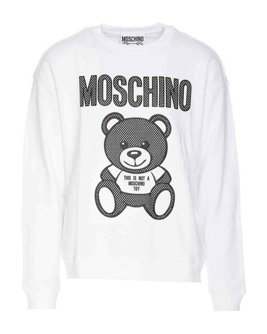 Moschino White Teddy Mesh Sweatshirt for men