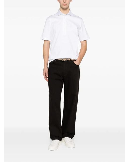 Brunello Cucinelli White Short Sleeve Polo for men
